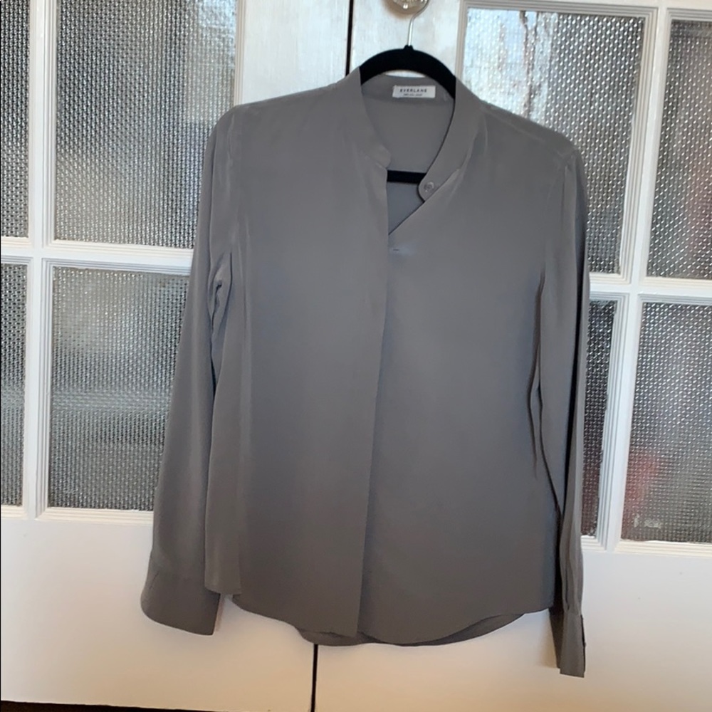 Grey silk everlane blouse